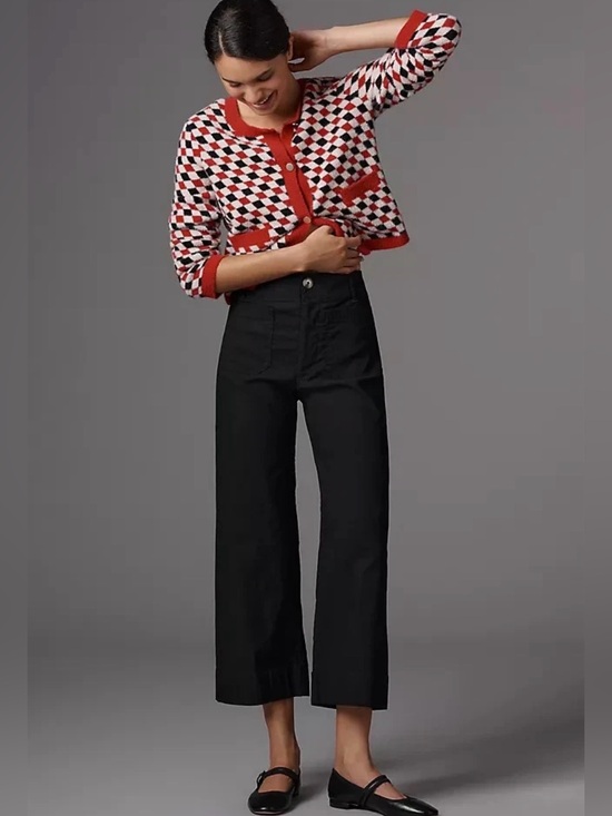 Anthropologie Pants - Maeve Anthropologie The Colette Magic Fabric Crop Pants Wide Leg Twill Chino 29